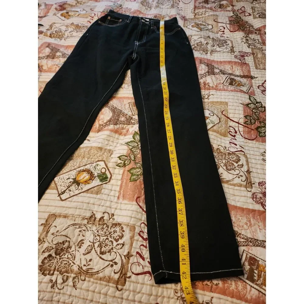 PACSUN Dad Fit Jeans Womens Black Denim High Rise Straight Leg Cotton Size‎ 25